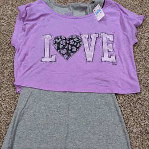 Justice Purple/Gray Crop-Top - Size 20; NWT